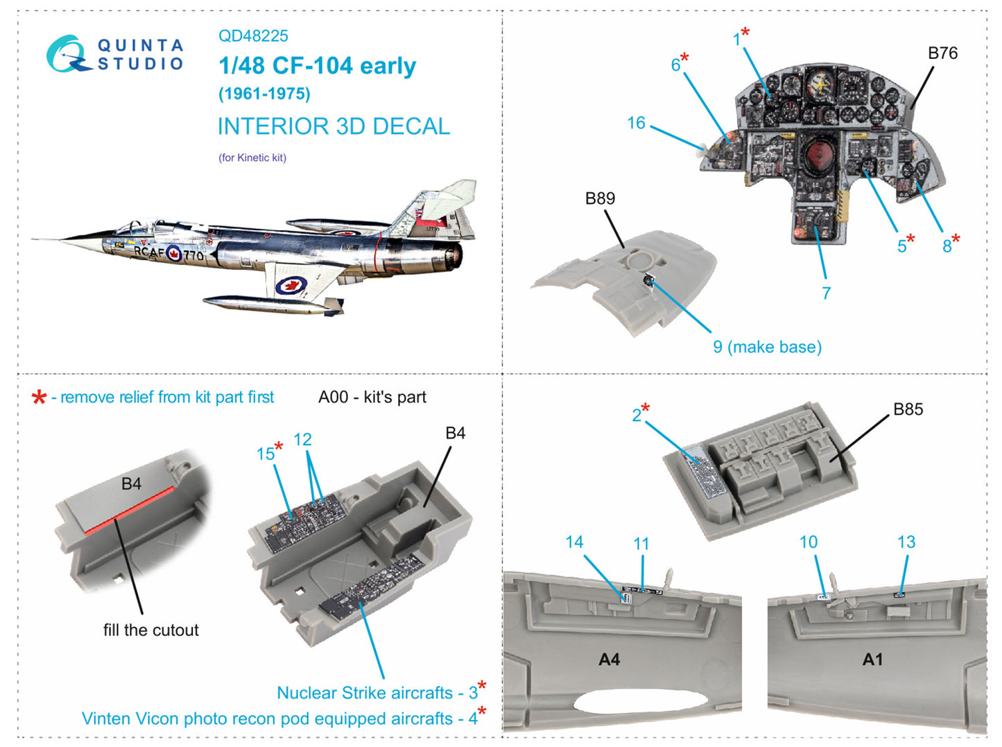 Quinta Studio QD48225 1:48 CF-104 Starfighter Early 3D Interior