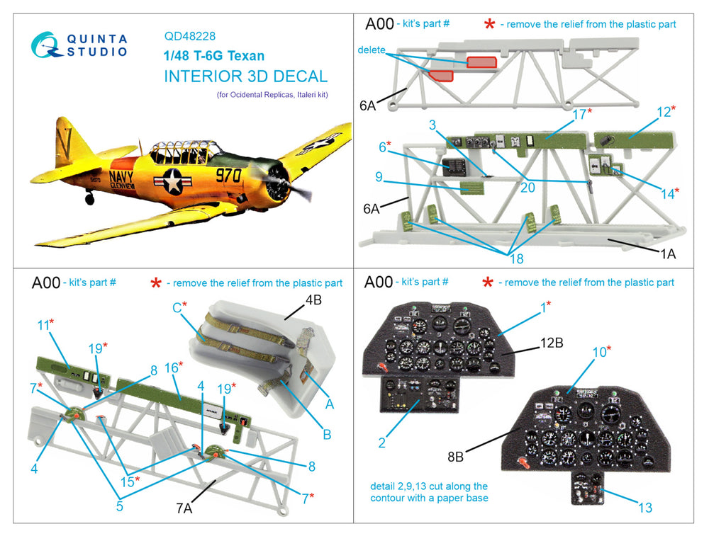 Quinta Studio QD48228 1:48 T-6G Texan 3D Interior Decal