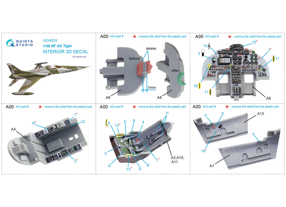 Quinta Studio QD48232 1:48 Northrop NF-5A 3D-Printed Interior Decals