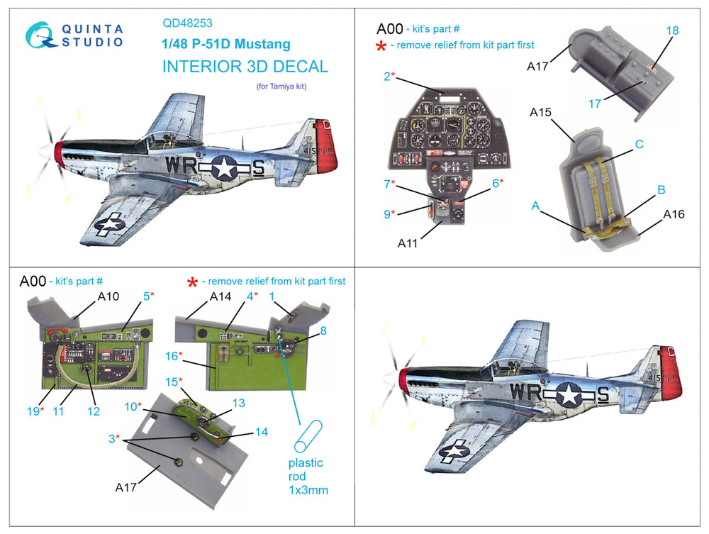 Quinta Studio QD48253 1:48 P-51D Mustang 3D Interior Decal