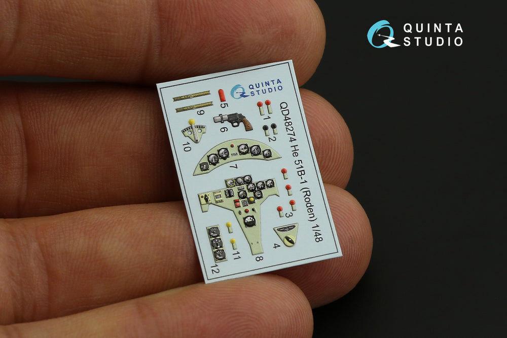 Quinta Studio QD48274 1:48 Heinkel He-51B 3D-Printed Interior Decals