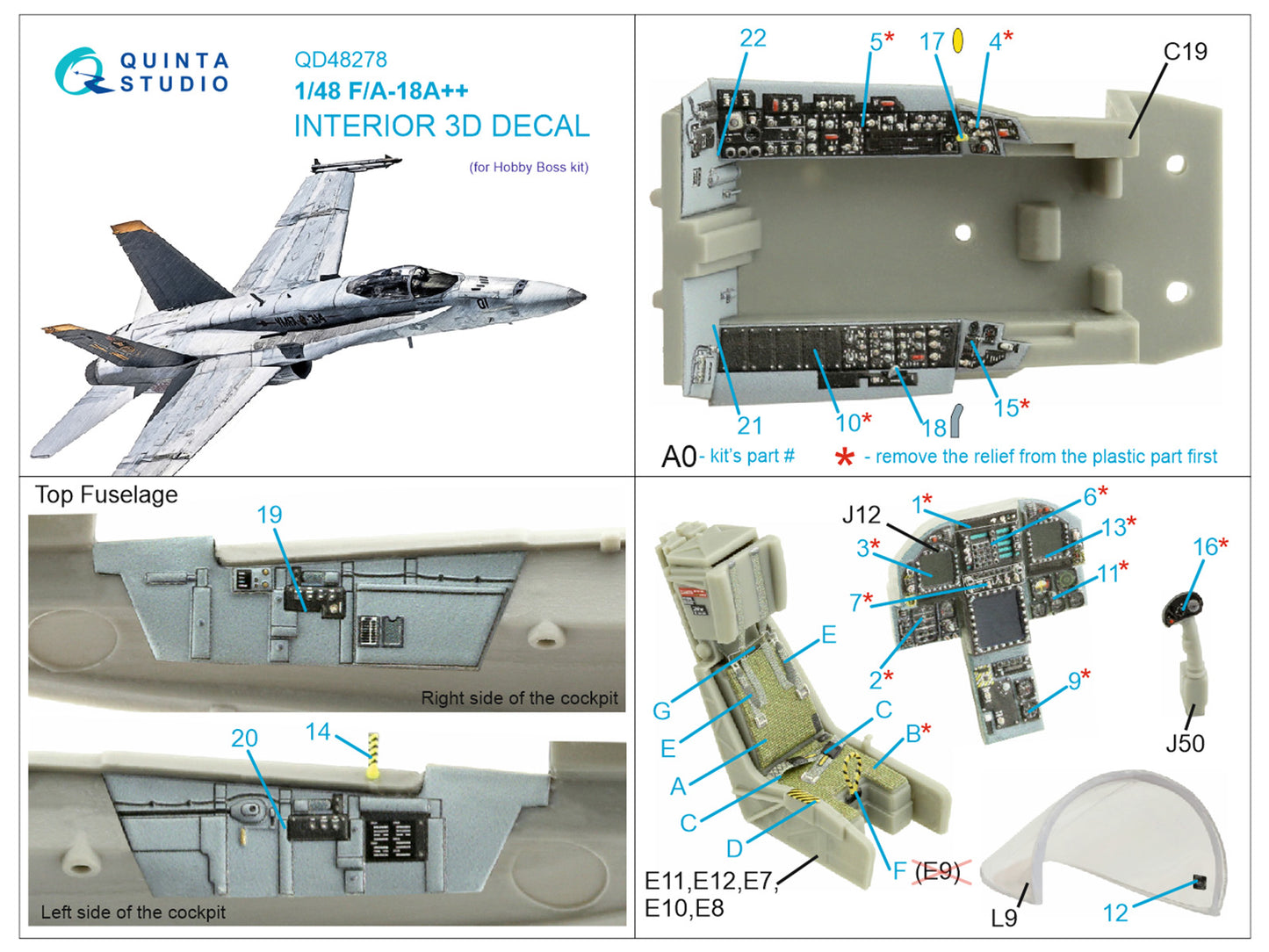 Quinta Studio QD48278 1:48 F/A-18A++ Hornet 3D Interior Decal