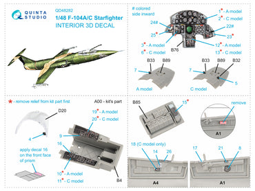 Quinta Studio QD48282 1:48 F-104A/C Starfighter 3D Interior Decal