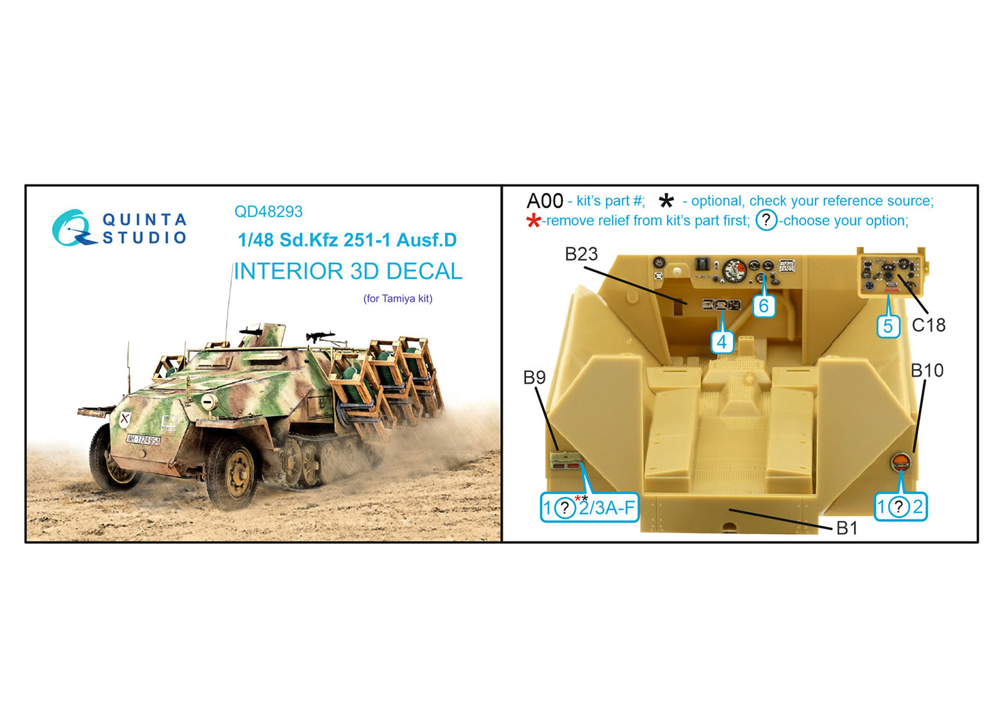 Quinta Studio QD48293 1:48 Sd.Kfz.251/1 Ausf.D 3D Interior Decal