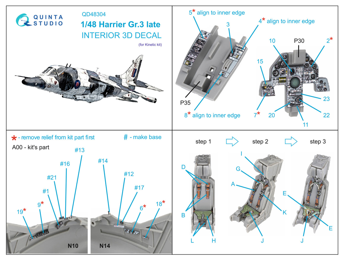 Quinta Studio QD48304 1:48 Harrier Gr.3 Late 3D Interior Decal
