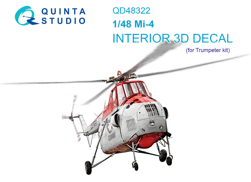 Quinta Studio QD48322 1:48 Mil Mi-4 3D-Printed coloured Interior on decal paper
