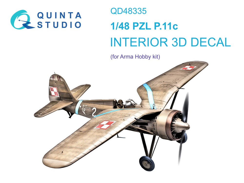 Quinta Studio QD48335 1:48 PZL P.11c 3D-Printed coloured Interior on decal paper