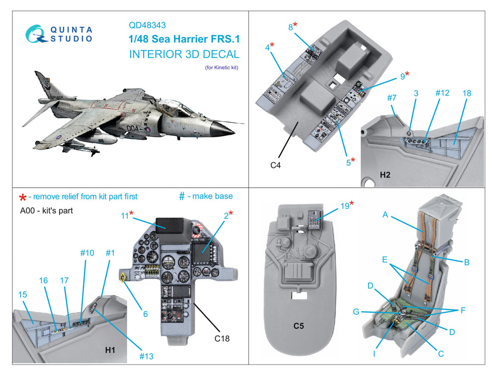 Quinta Studio QD48343 1:48 Sea Harrier FRS.1 3D Interior Decal