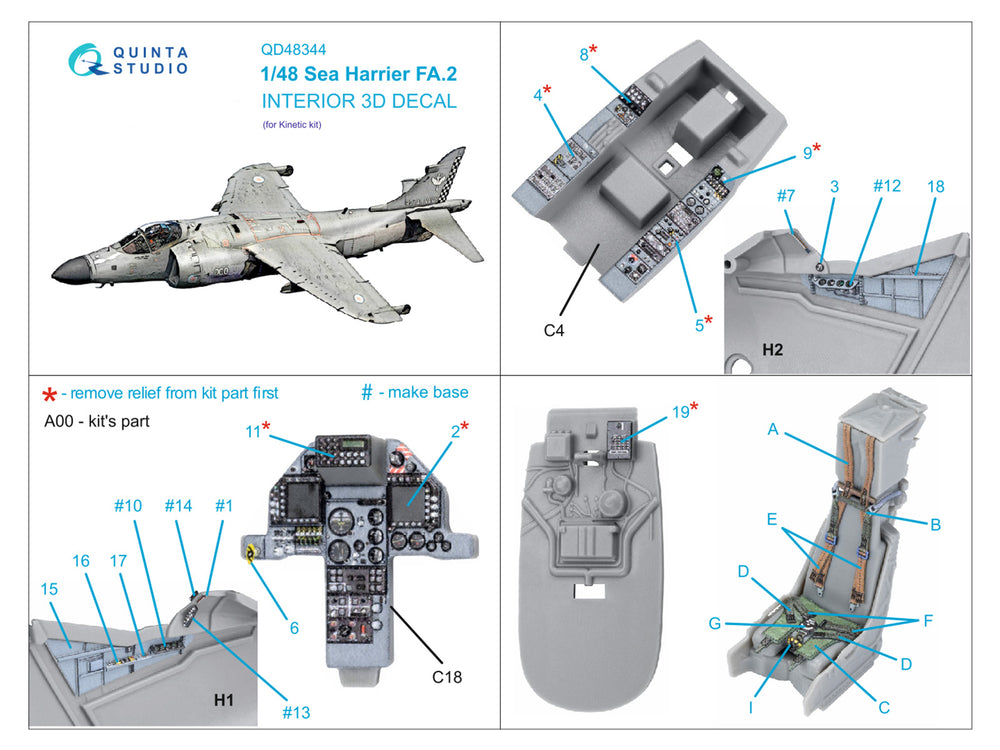 Quinta Studio QD48344 1:48 Sea Harrier FA.2 3D Interior Decal