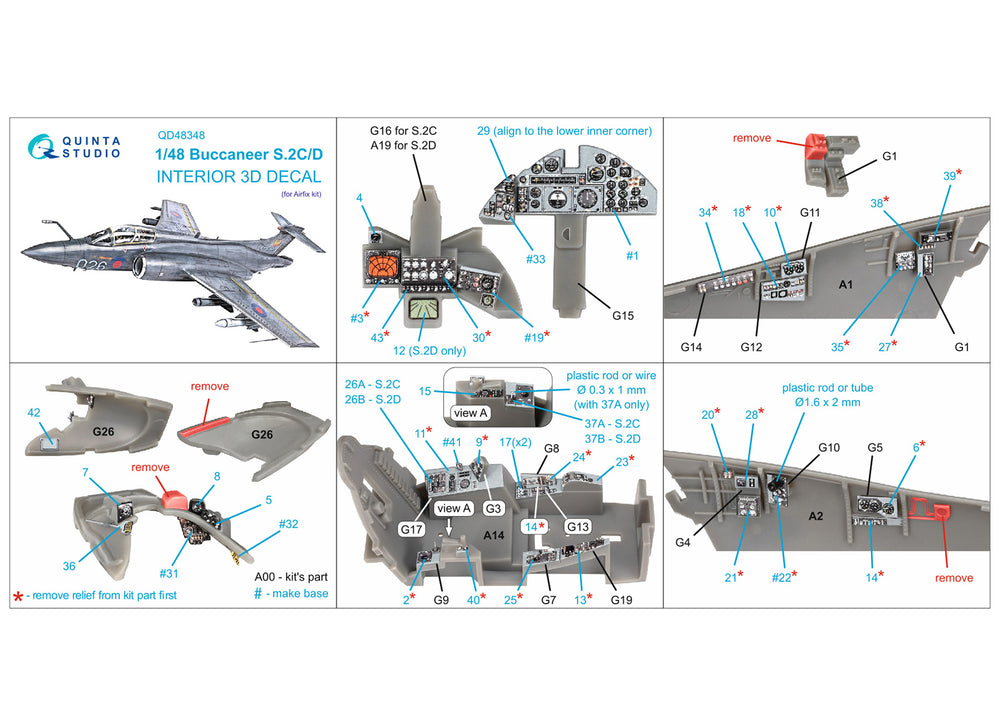 Quinta Studio QD48348 1:48 Buccaneer S.2C/D 3D Interior Decal