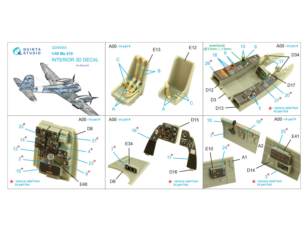 Quinta Studio QD48353 1:48 Me-410A-1 3D Interior Decal
