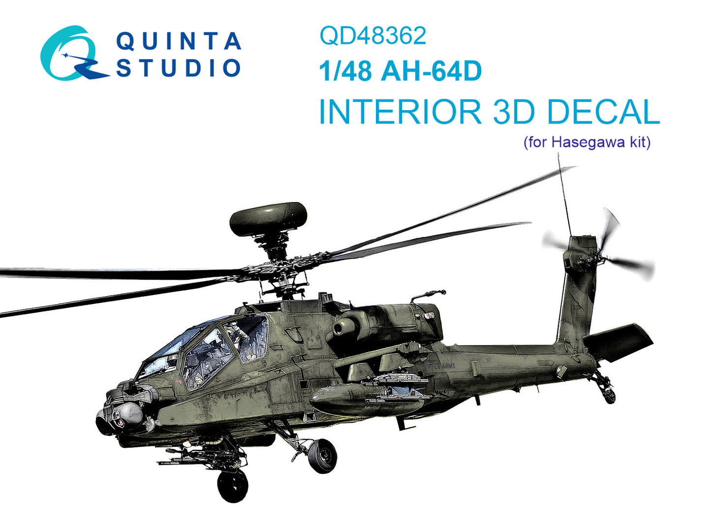 Quinta Studio QD48362 1:48 AH-64D 3D-Printed & coloured Interior on decal paper
