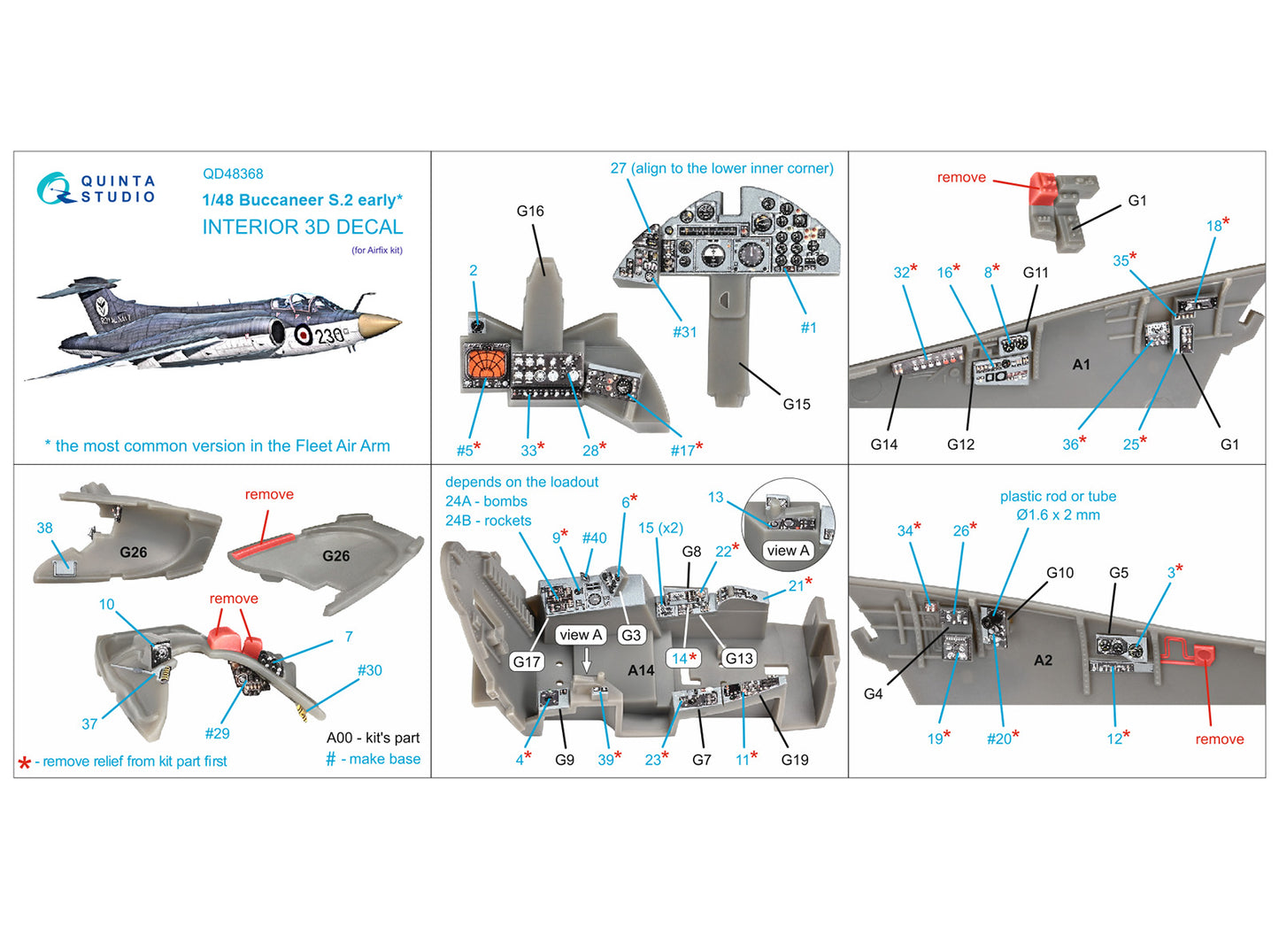 Quinta Studio QD48368 1:48 Buccaneer S.2 Early 3D Interior Decal