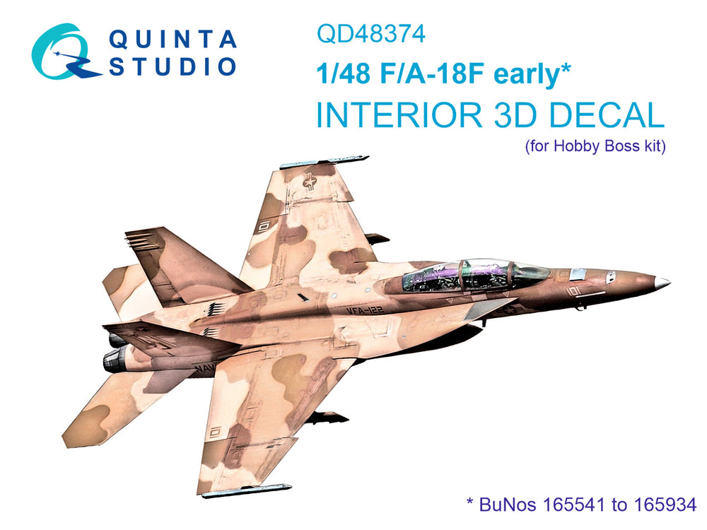 Quinta Studio QD48374 1:48 F/A-18F Early Hornet 3D Interior Decal