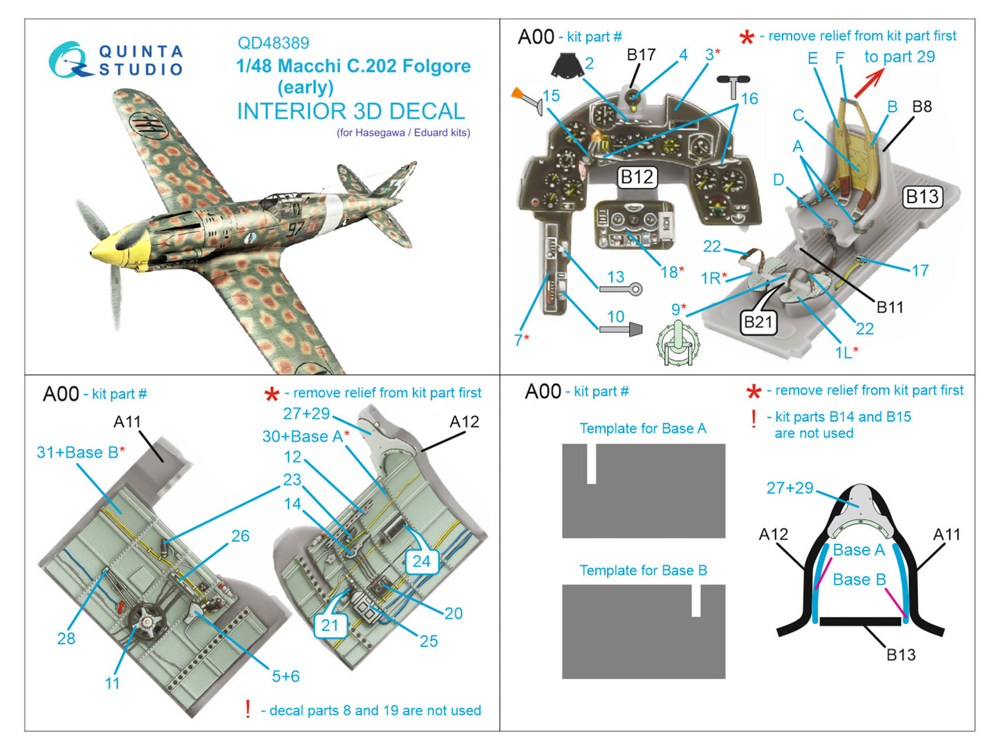 Quinta Studio QD48389 1:48 C.202 Folgore Early 3D Interior Decal