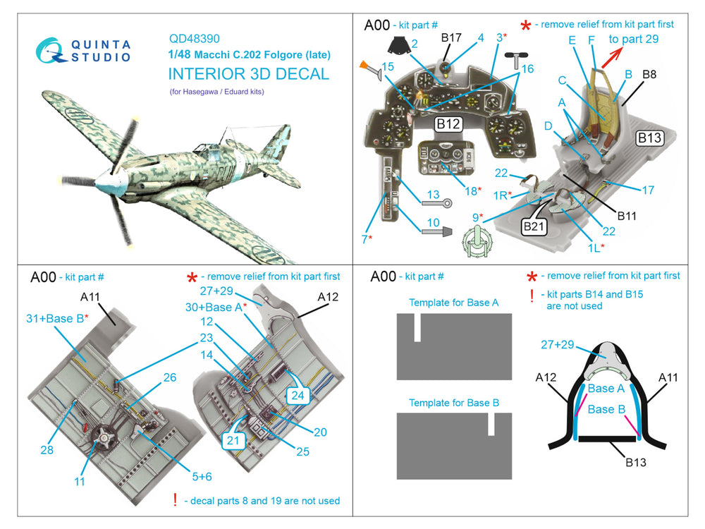 Quinta Studio QD48390 1:48 C.202 Folgore Late 3D Interior Decal