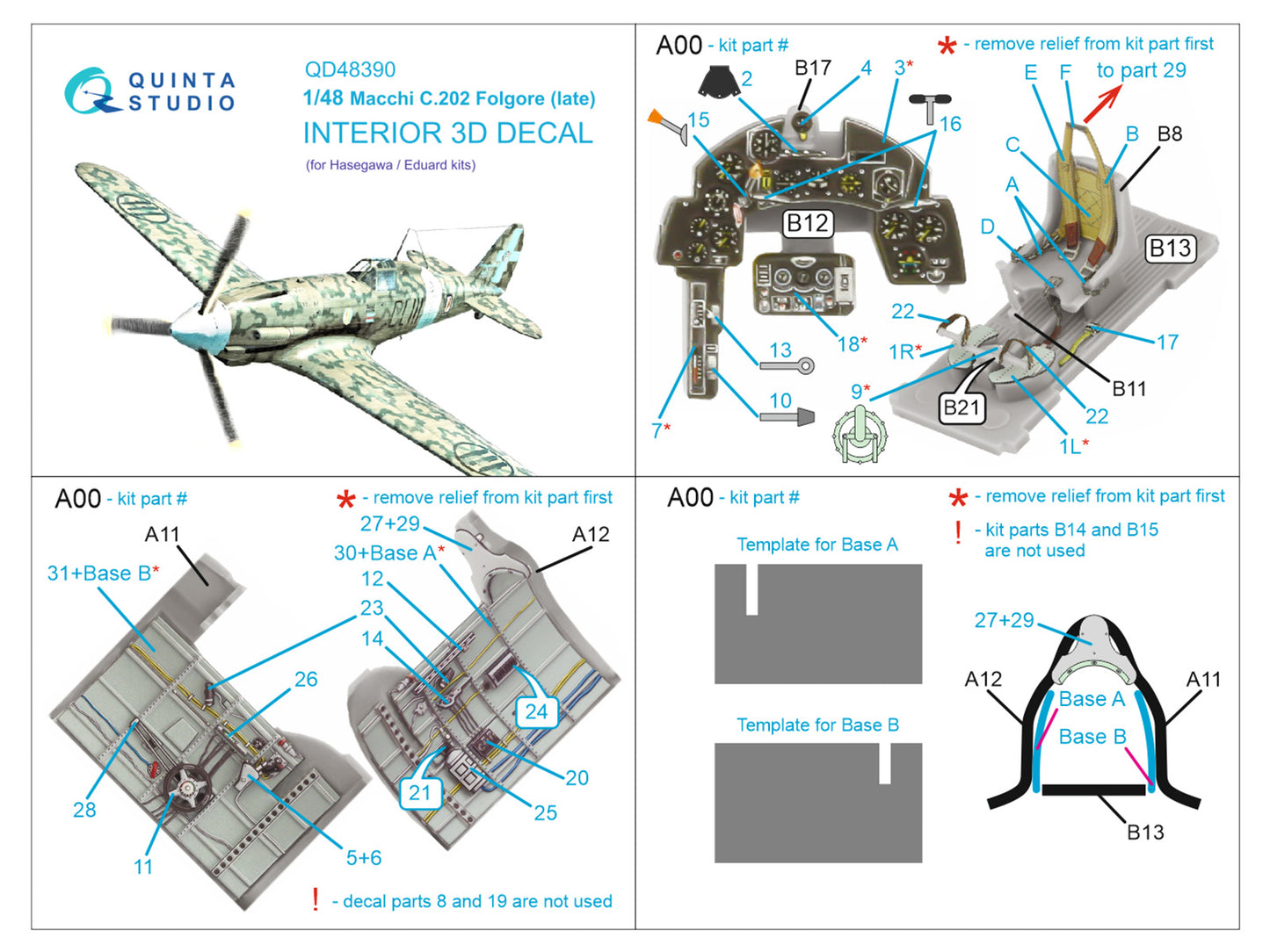 Quinta Studio QD48390 1:48 C.202 Folgore Late 3D Interior Decal