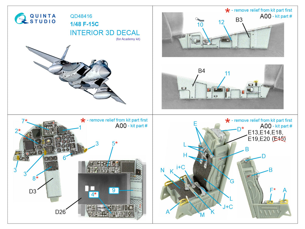 Quinta Studio QD48416 1:48 F-15C Eagle 3D Interior Decal