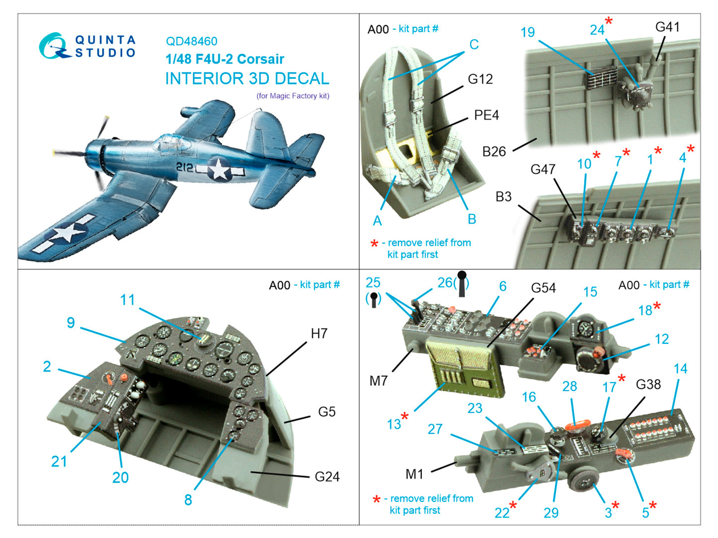 Quinta Studio QD48460 1:48 F4U-2 Corsair 3D Interior Decal