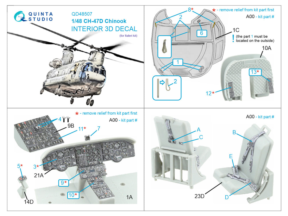 Quinta Studio QD48507 1:48 CH-47D Chinook 3D Interior Decal