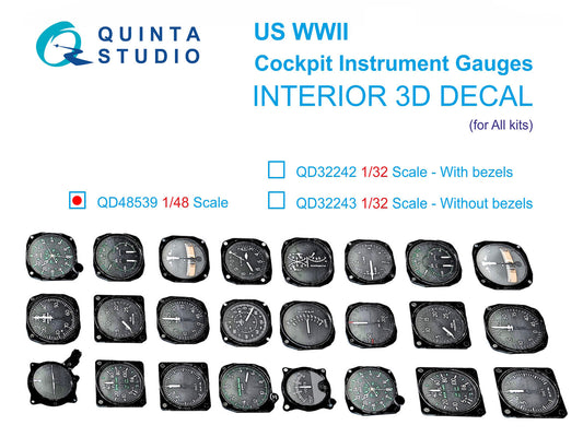 Quinta Studio QD48539 1:48 US WWII Cockpit Gauges 3D Interior Decal