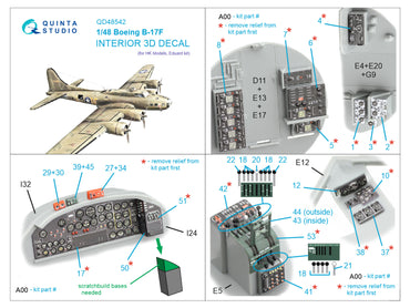 Quinta Studio QD48542 1:48 B-17F Flying Fortress 3D Interior Decal