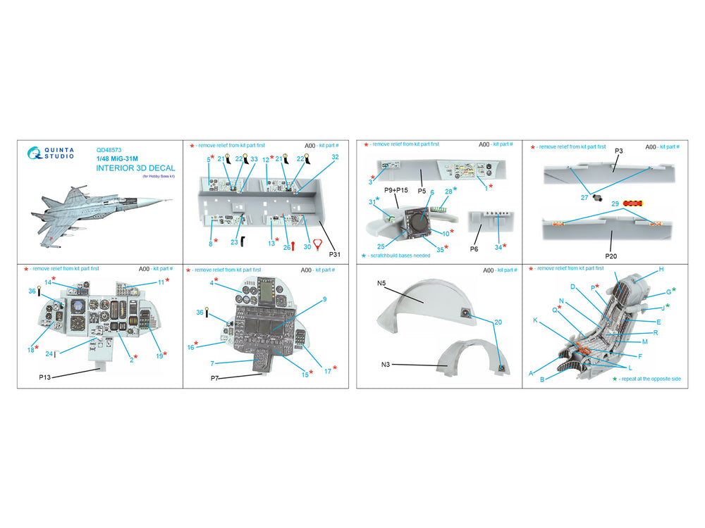 Quinta Studio QD48573 1:48 MiG-31M 3D Interior Decal