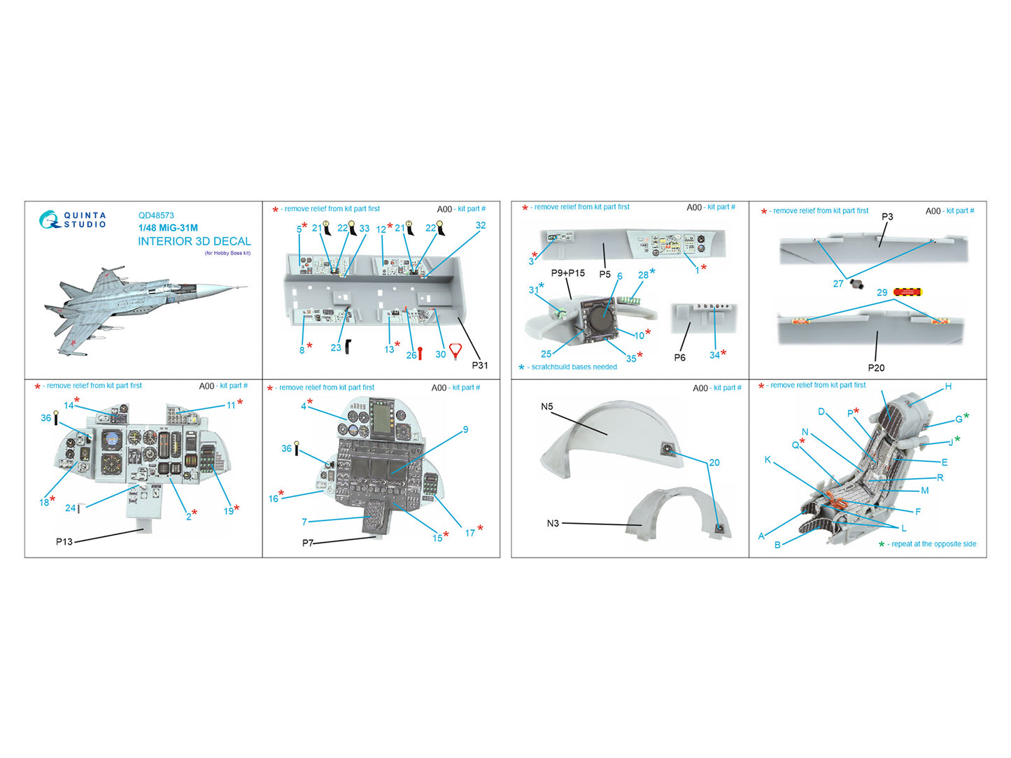 Quinta Studio QD48573 1:48 MiG-31M 3D Interior Decal
