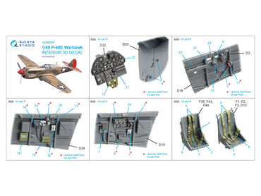 Quinta Studio QD48587 1:48 P-40E Warhawk 3D Interior Decal