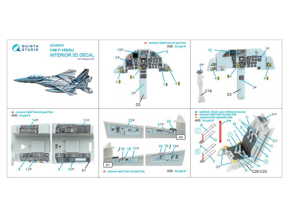 Quinta Studio QD48600 1:48 F-15D/DJ Eagle 3D Interior Decal