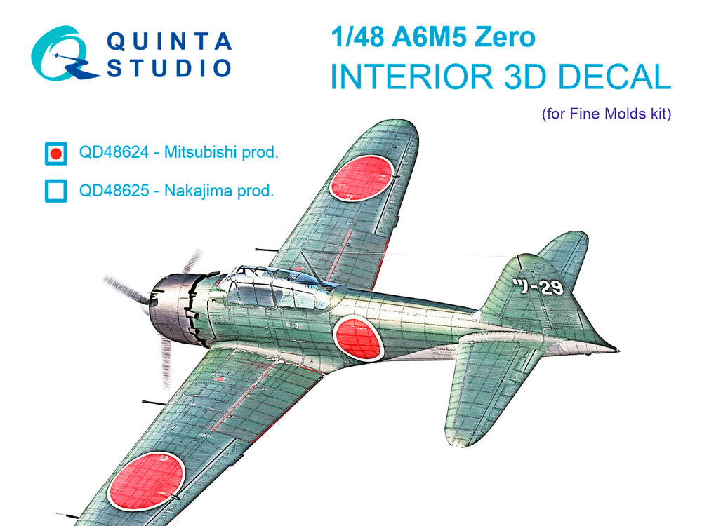 Quinta Studio QD48624 1:48 Mitsubishi A6M5 Zero, Mitsubishi Prod