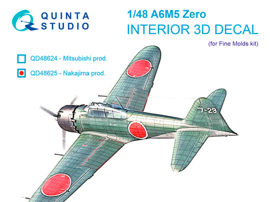 Quinta Studio QD48625 1:48 Mitsubishi A6M5 Zero, Nakajima Prod