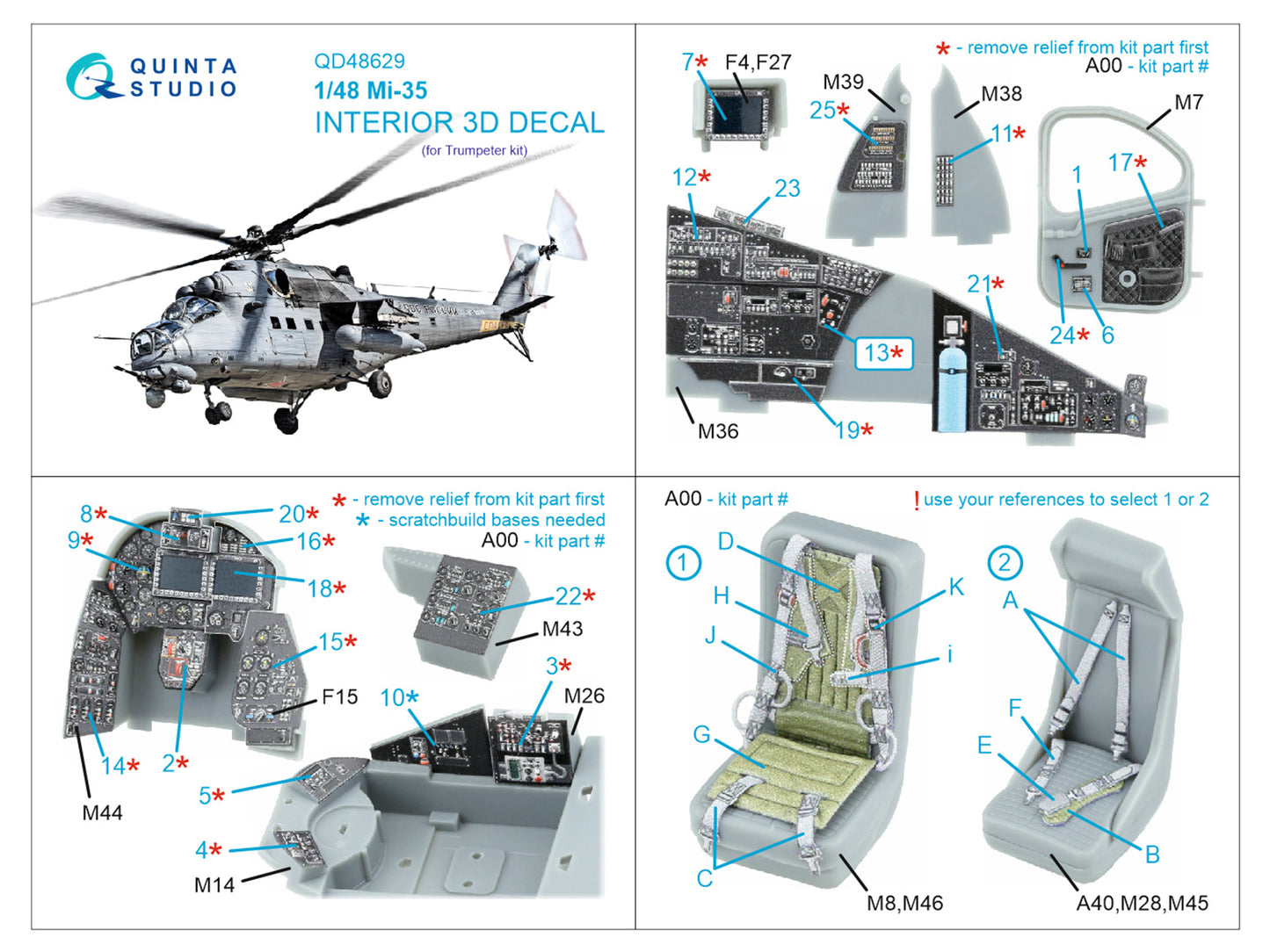 Quinta Studio QD48629 1:48 Mil Mi-35 3D-Printed Interior decal
