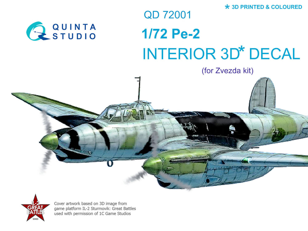 Quinta Studio QD72001 1:72 Petlyakov Pe-2 3D-Printed Interior Decals