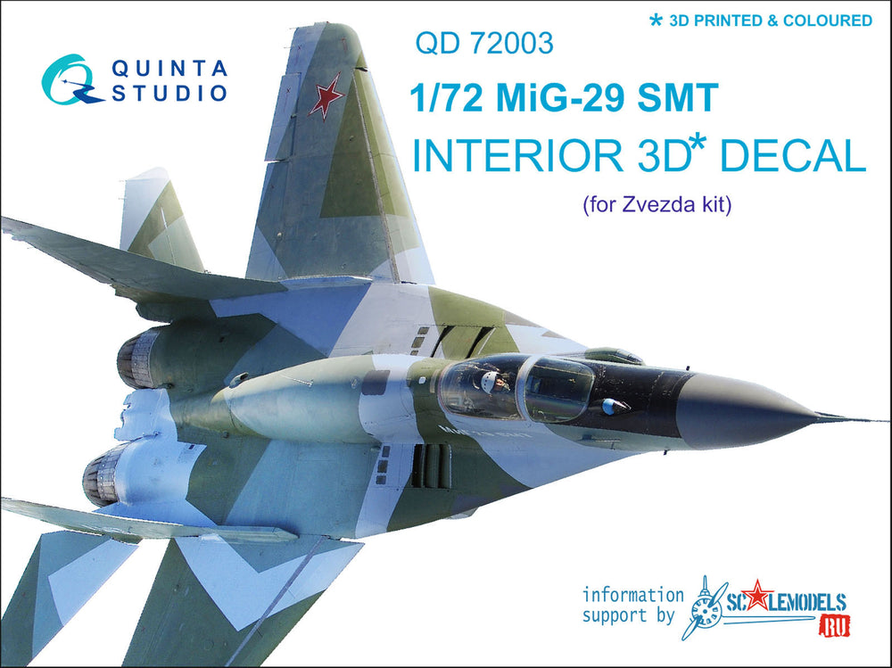 Quinta Studio QD72003 1:72 MiG-29SMT 3D Interior Decal