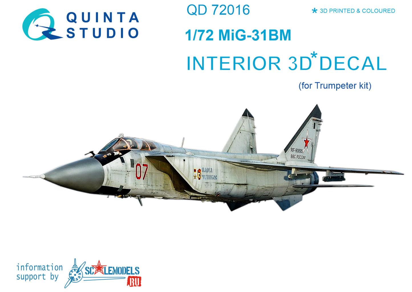 Quinta Studio QD72016 1:72 MiG-31BM 3D Interior Decal