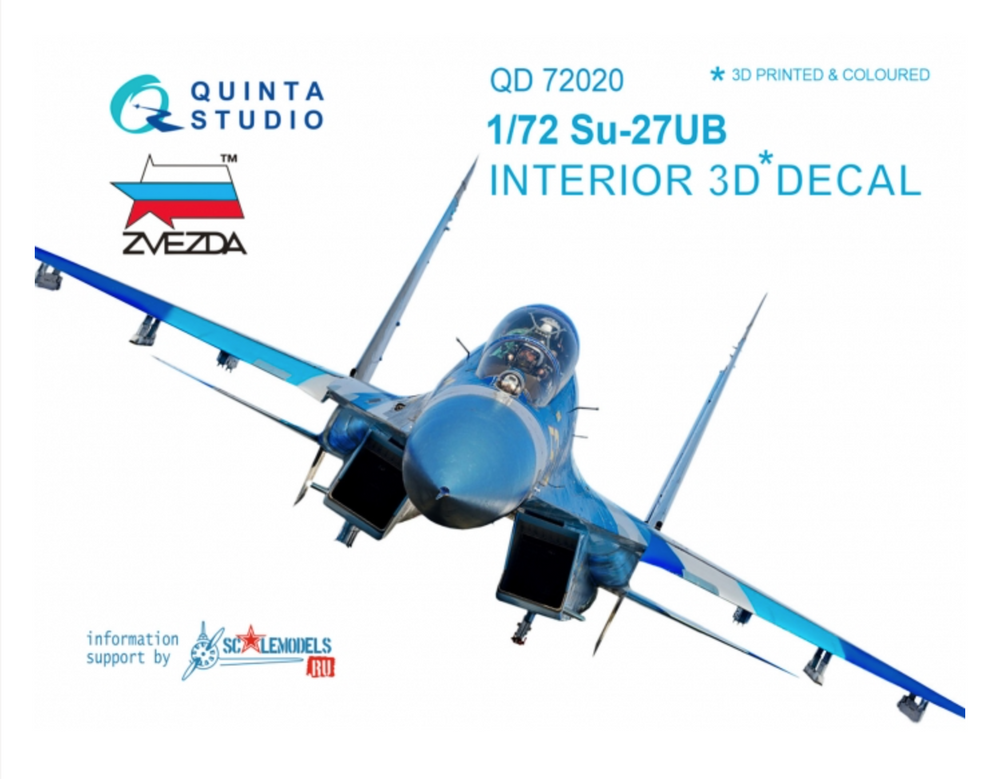 Quinta Studio QD72020 1:72 Sukhoi Su-27UB 3D-Printed Interior Decals