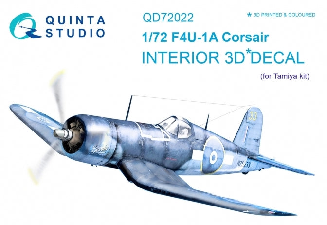 Quinta Studio QD72022 1:72 F4U-1A Corsair 3D Interior Decal