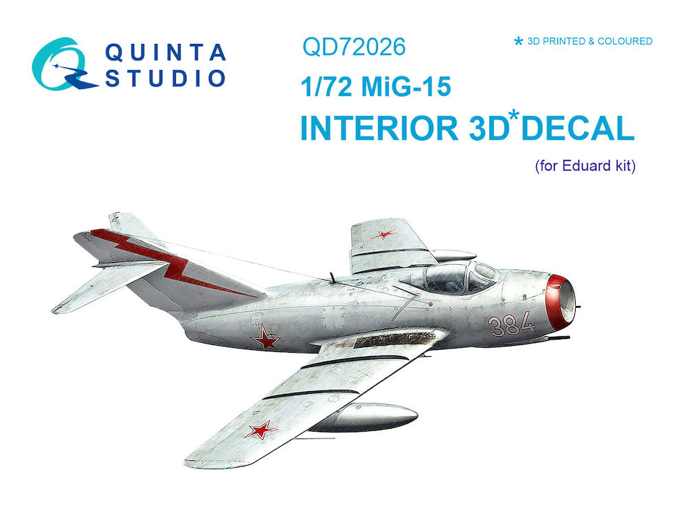 Quinta Studio QD72026 1:72 Mikoyan MiG-15 3D-Printed Interior Decals