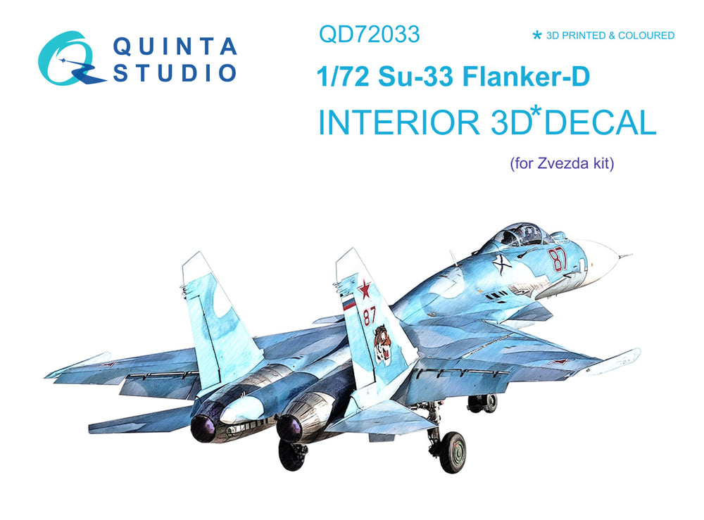 Quinta Studio QD72033 1:72 Sukhoi Su-33 3D-Printed Interior Decals