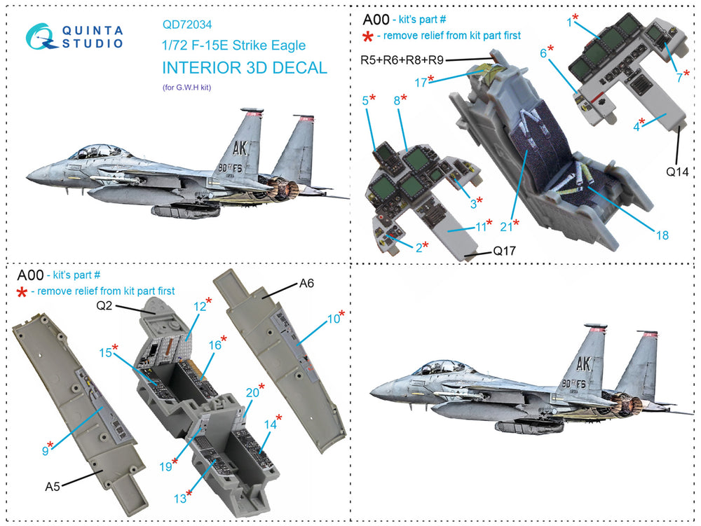 Quinta Studio QD72034 1:72 F-15E Eagle 3D Interior Decal
