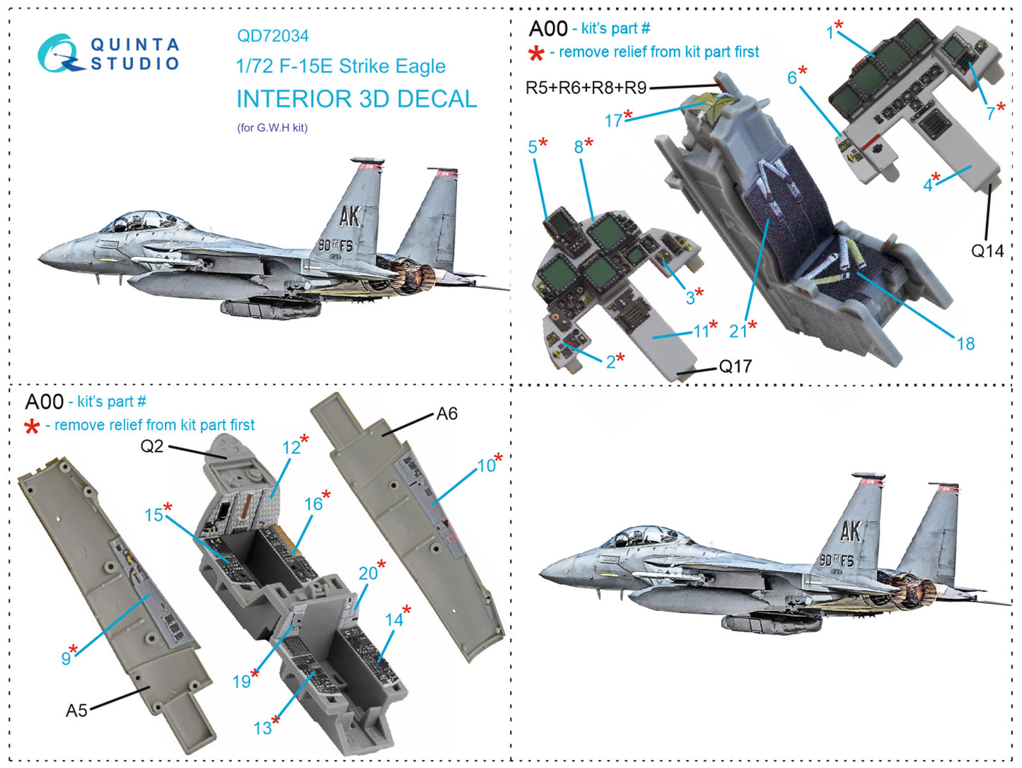 Quinta Studio QD72034 1:72 F-15E Eagle 3D Interior Decal