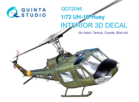 Quinta Studio QD72046 1:72 Bell UH-1B 3D-Printed Interior Decals