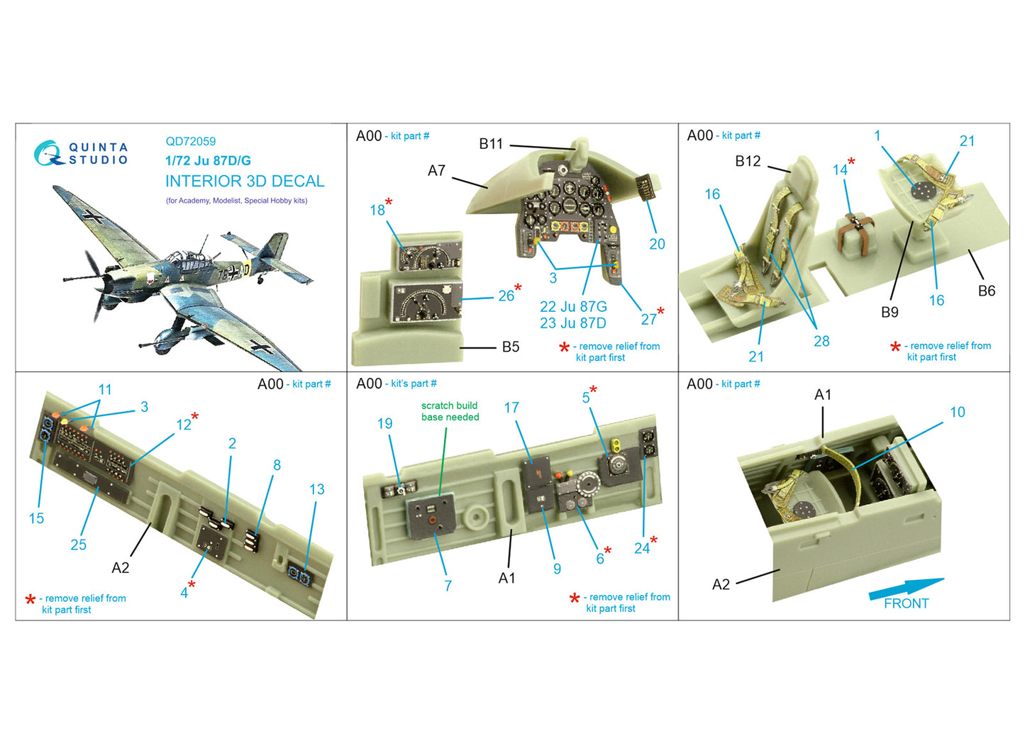 Quinta Studio QD72059 1:72 Ju-87D/G Stuka 3D Interior Decal