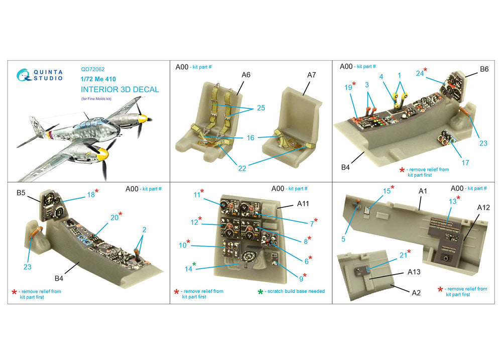 Quinta Studio QD72062 1:72 Me-410 3D Interior Decal