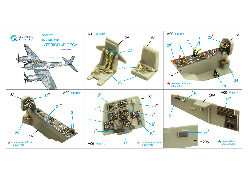 Quinta Studio QD72070 1:72 Me-410 3D Interior Decal