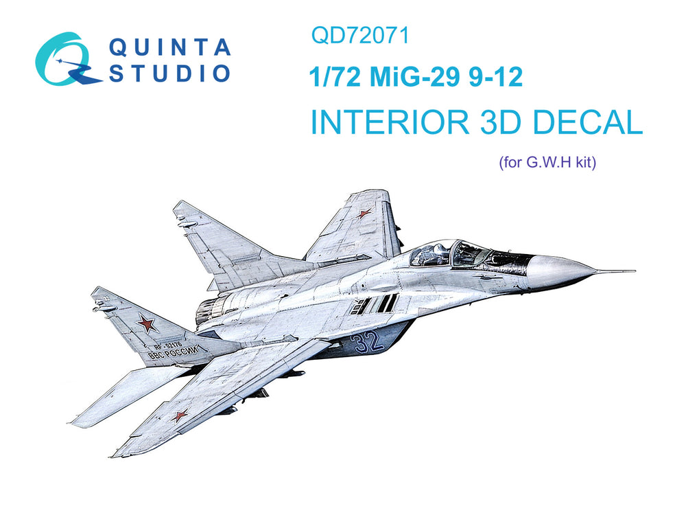 Quinta Studio QD72071 1:72 MiG-29 9-12 3D Interior Decal