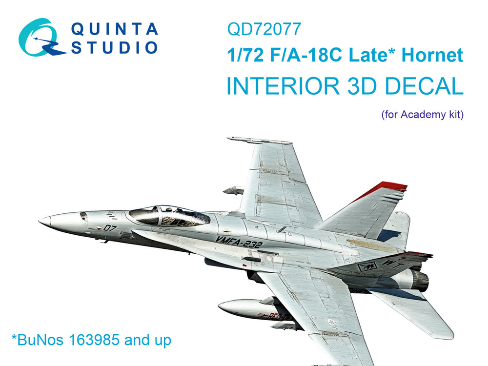 Quinta Studio QD72077 1:72 F/A-18C late 3D-Printed Interior decal