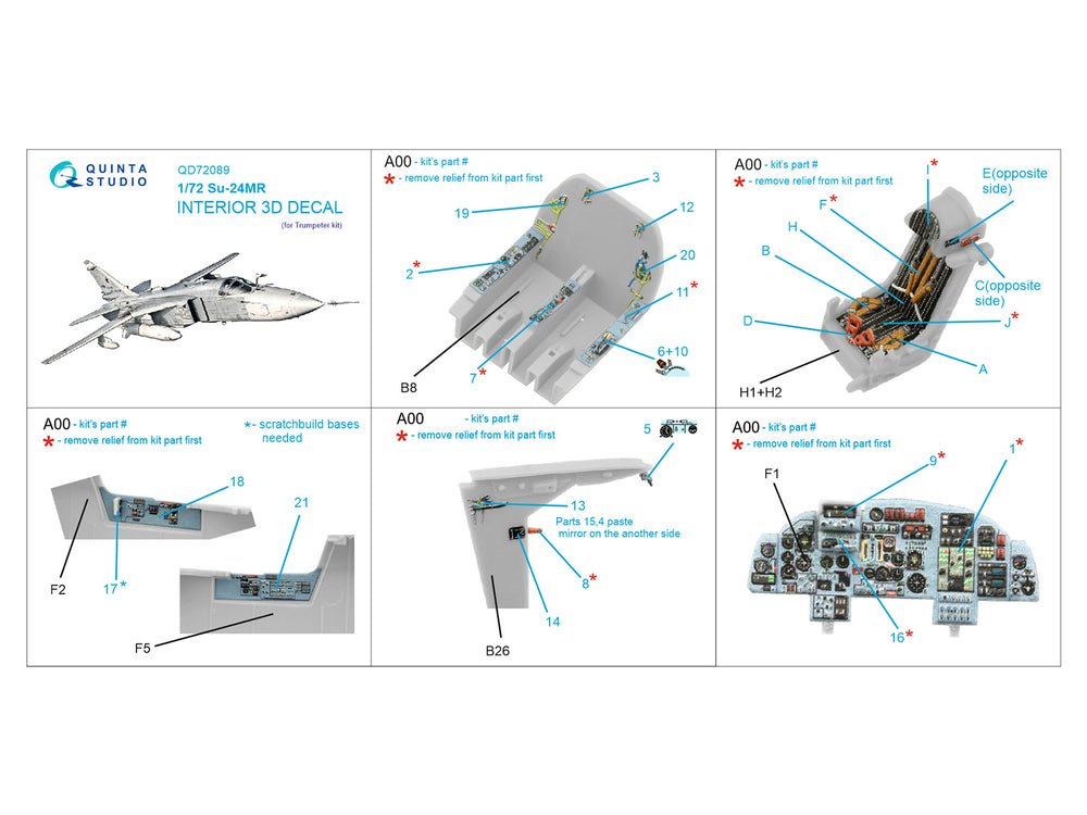 Quinta Studio QD72089 1:72 Sukhoi Su-24MR 3D-Printed Interior Decals