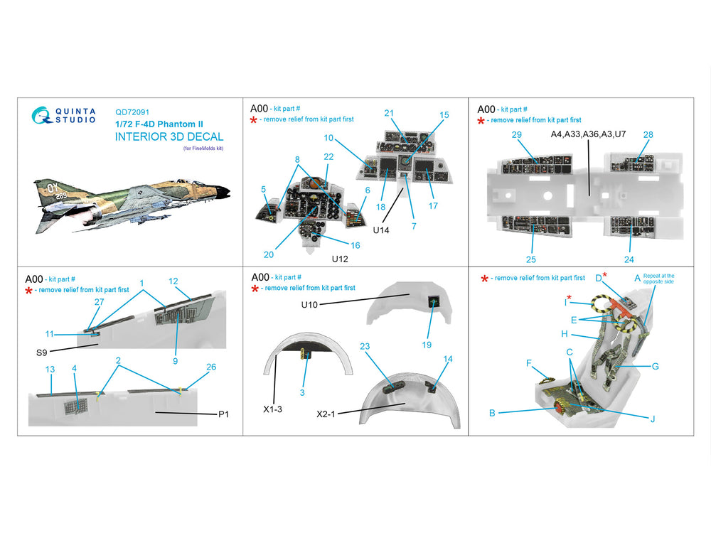Quinta Studio QD72091 1:72 F-4D Phantom 3D Interior Decal
